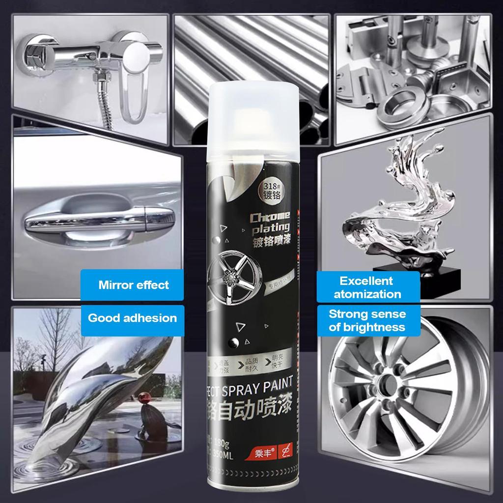 Car Chrome Plating Spray Metal Plating Spray Brilliant Finish Paint Multi-Purpose Quick and Easy Fast Drying Fix for Home