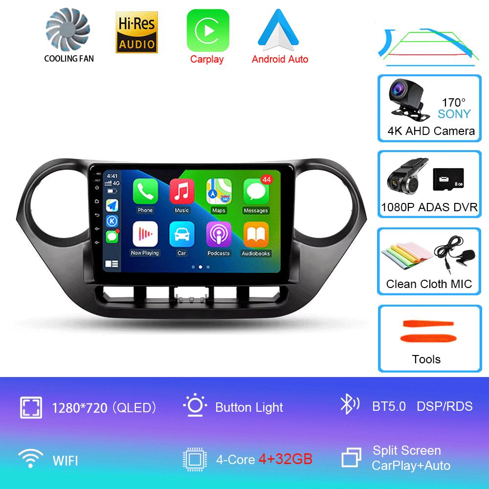 Автомобильный радиоприемник Android 14 Carplay Auto Multimedia Player для Hyundai I10 2013 - 2018 Навигация Авторадио GPS Стерео 2din Головное устройство