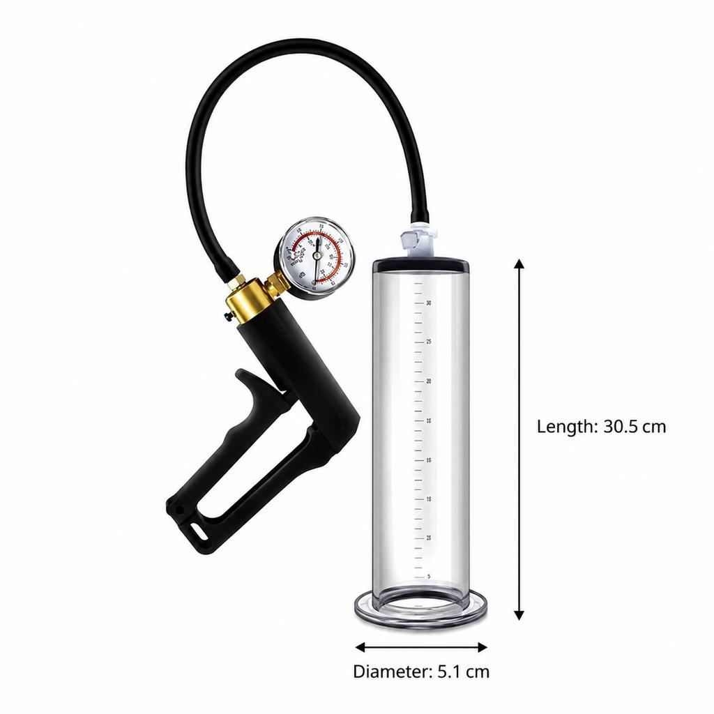Male Vacuum Pump Kit with Acrylic Cylinder Metal Pressure Gauge Air Control Male Stamina Training Masturbation Sex Toy