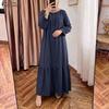 ZANZEA Женское повседневное платье с круглым вырезом, длинным рукавом, свободное, полосатое, длинное