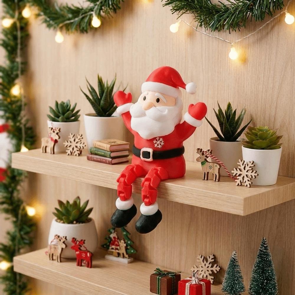 Cartoon Santa Claus Sitting Statue 3D Printed Mini Santa Claus Ornament Home Decor