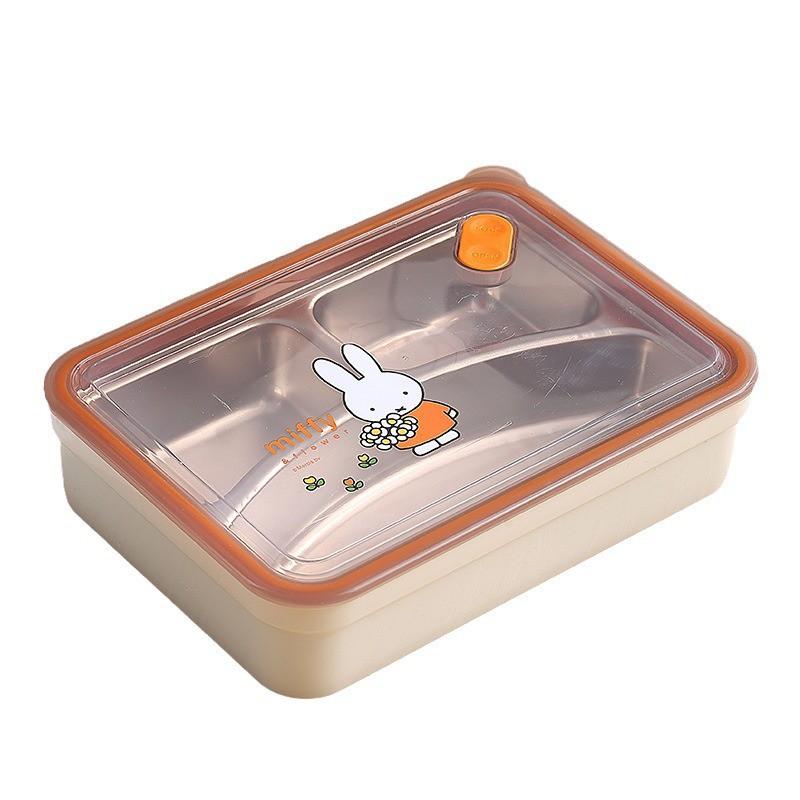 Miffy Stainless Steel Lunch Box 1.2L 3/4 Compartment Food Container Students Adults Office Cafeteria Use