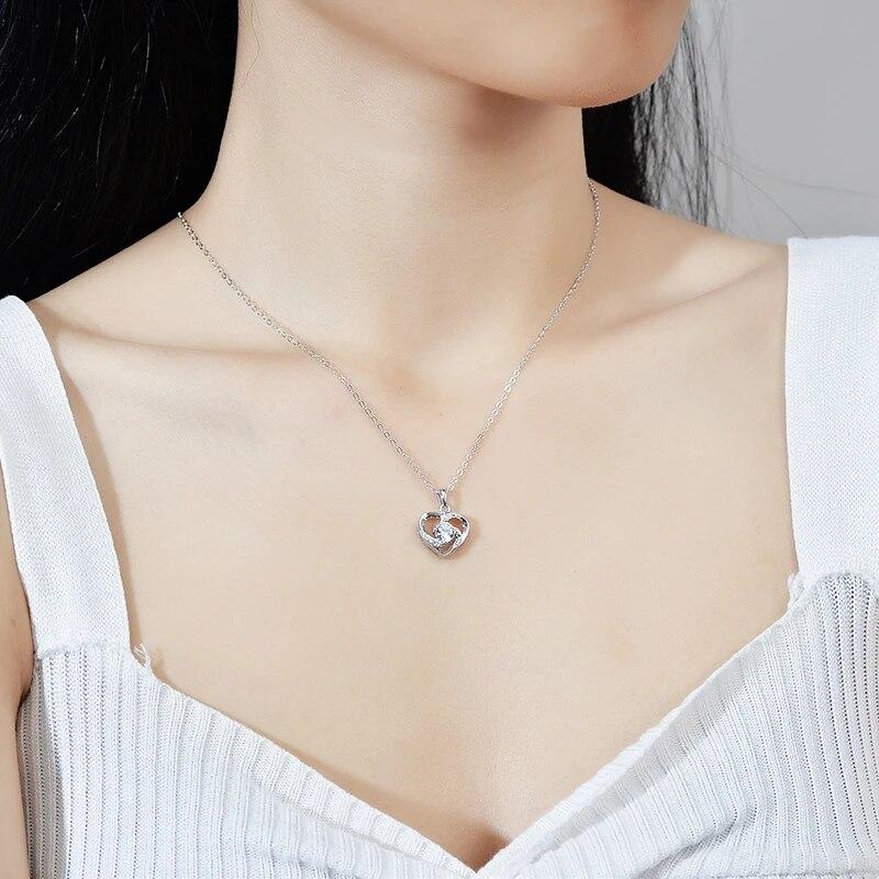 Новый настоящий муассанит сердце кулон ожерелье VVS1 D цвет чистый S925 серебро ювелирные изделия подарок для женщин