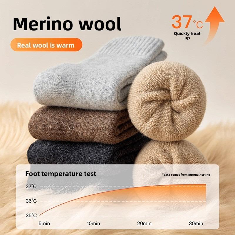 Мужские шерстяные носки, толстые и теплые, средней длины, эластичные носки для дома, которые не сдавливают ноги