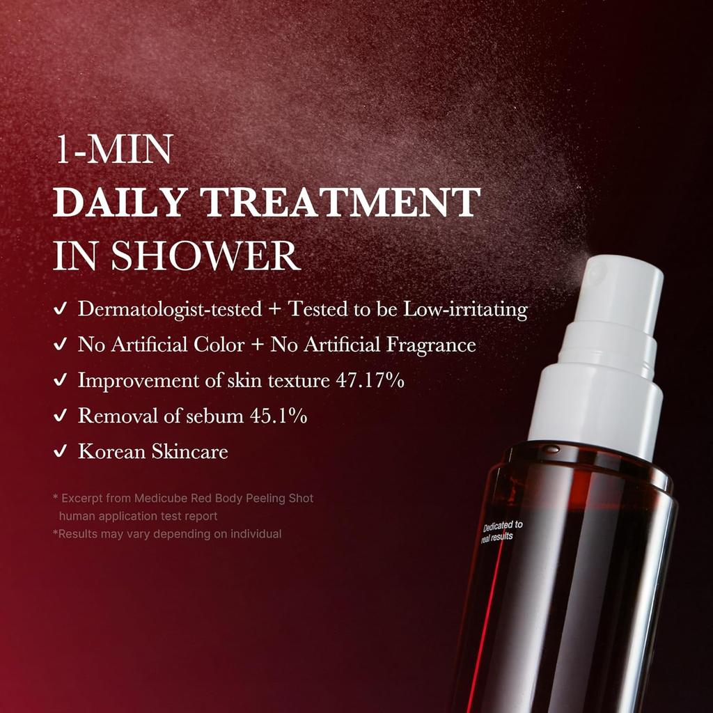 Medicube Red Body Peeling Shot 110 г Очищающий спрей для тела для кожи с клубникой