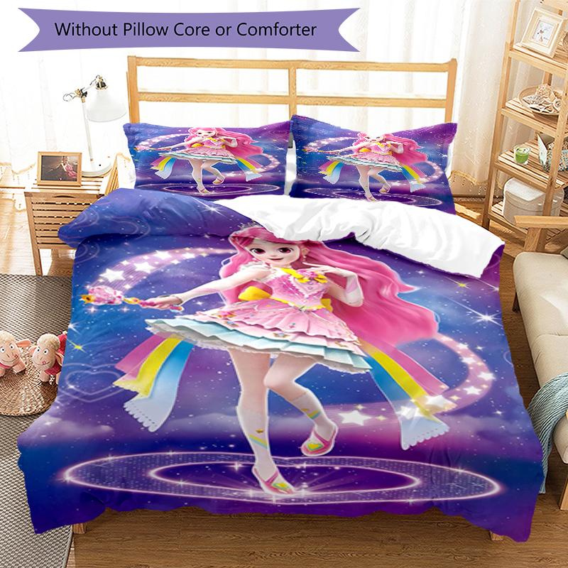 3pcs Magic Sweethear (4) Design Cover Set - HD Printed Bedding with 1 Cover and 2 Pillowcases - Perfect for Home and Dorm Decor