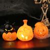 Spooky LED Table Decor Halloween Night Light, Flameless Pumpkin Lamp, Decorative Vivid Tabletop Figurine Atmosphere Light for Holiday Party Home