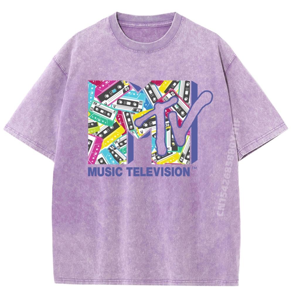 X Mtv The Official Mtv With The Classic 80s Tapes New T Shirt Mens Clothes Aesthetic Graphic Tees Soft Washed Shirt