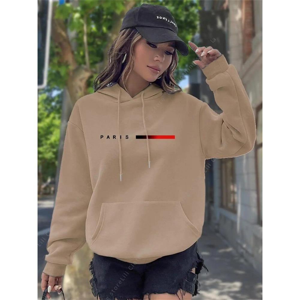PARIS Hot Selling Hoodies for Women Tops Fashion Aesthetic Sweatshirt Y2k Street Clothing Pink Black Pullover Woman Hoody S-3XL