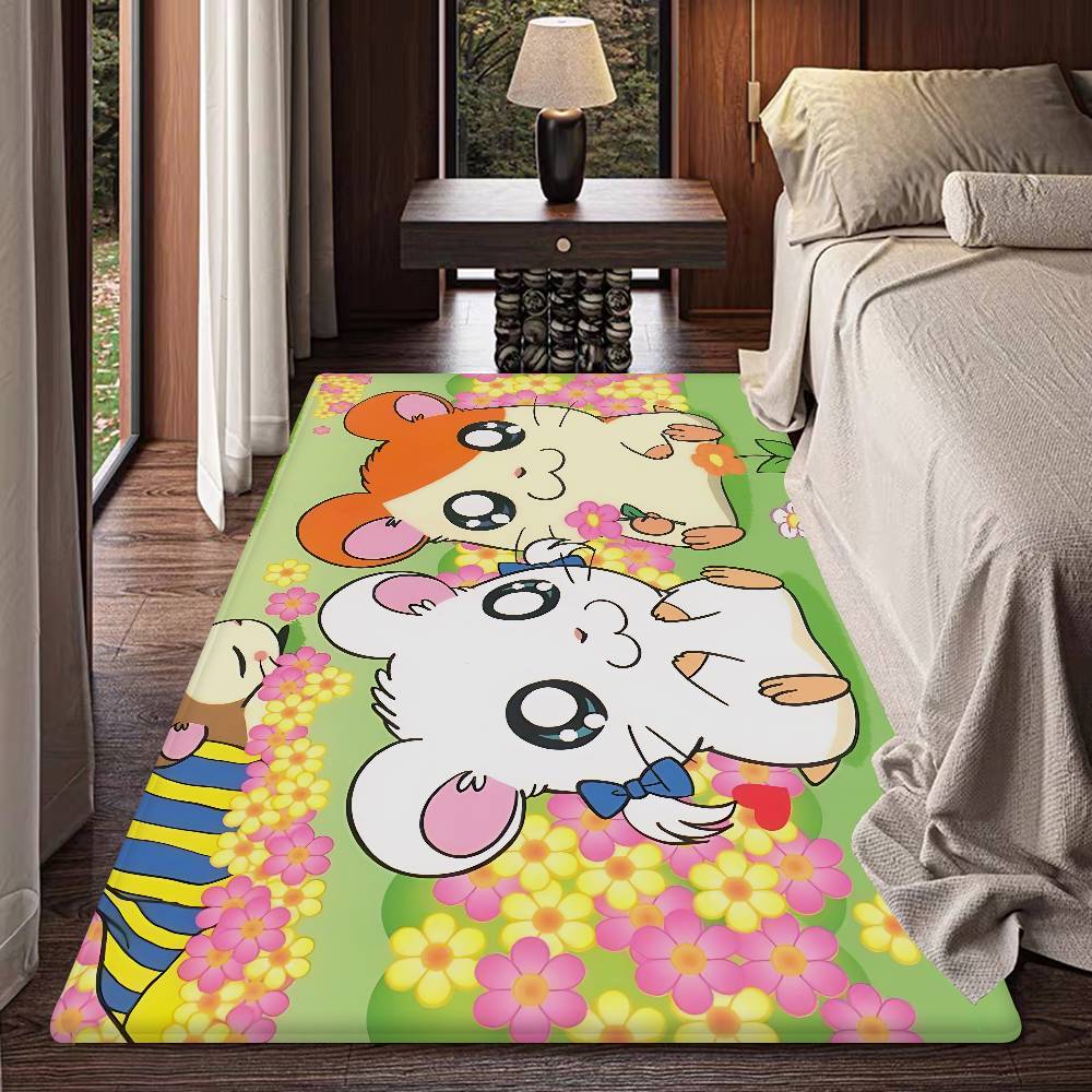 Cartoon Cute Hamtaro Hallway Carpet Washable Non-Slip Living Room Sofa Chairs Area Mat Kitchen Doormat Area Rug