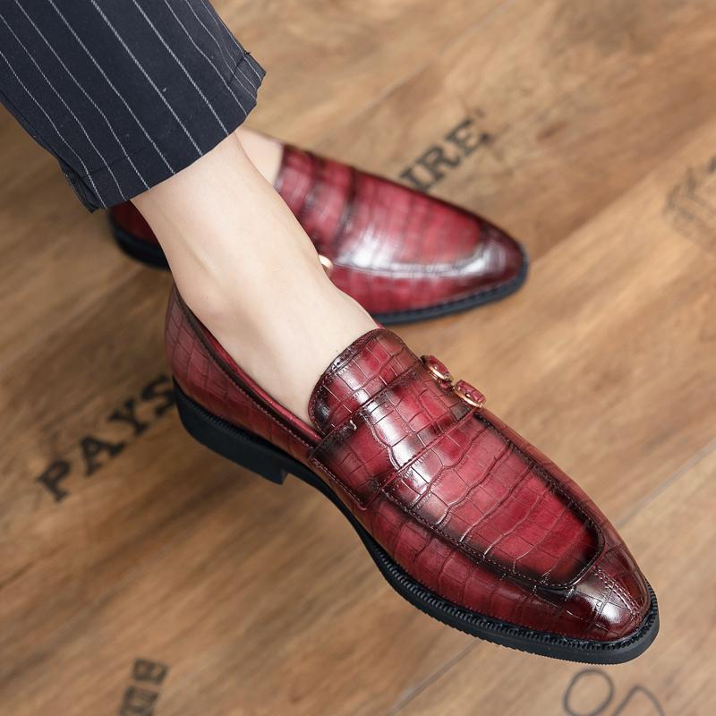 Newest Vintage Blue Genuine Leather Men'S Loafers Low-Heel Comfortable Men Formal Shoes Big Size Slip-On Leather Shoes Casual Men