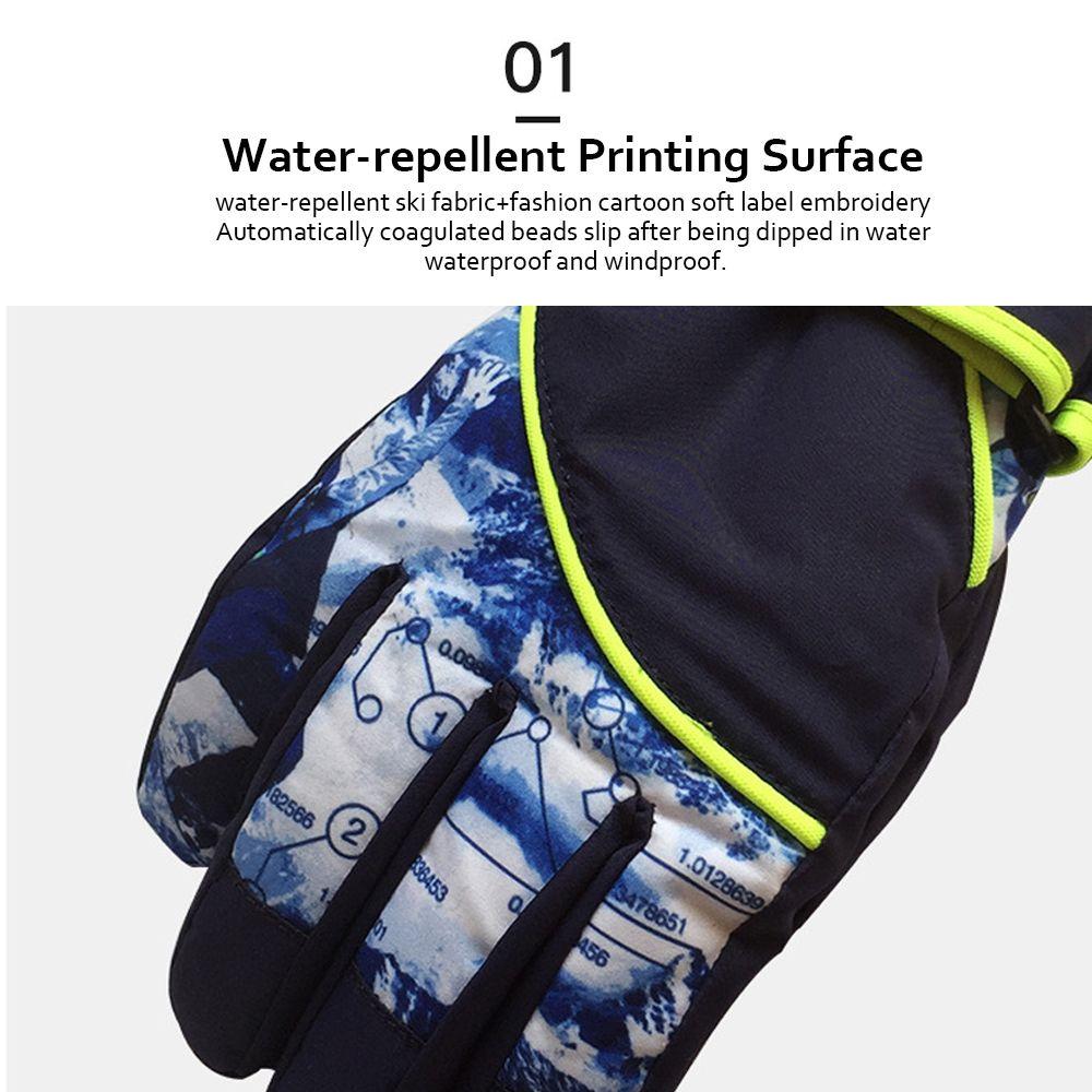 Children Cartoon Full Finger Windproof Ski Mittens Skiing Gloves Snowboarding Skiing Accessories