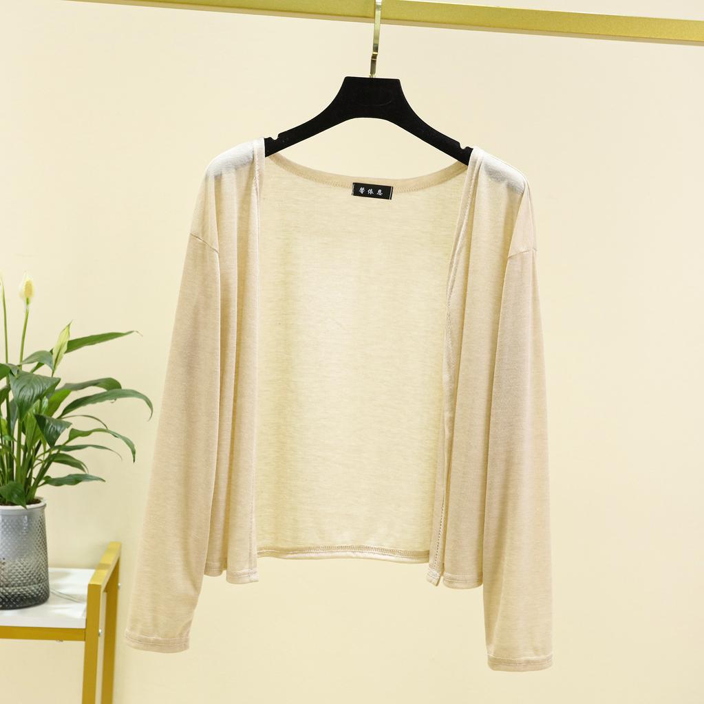 Модные однотонные кардиганы, женские летние блузки, повседневные блузки с длинными рукавами, женские тонкие топы-туники