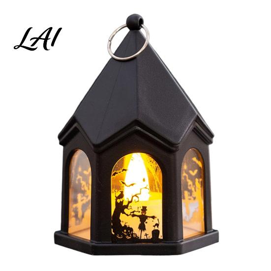 Party Souvenirs for Kids Halloween Pumpkin Lantern Gothic House Shape LED Flickering Candle Light Lanterns Party Spooky Table Centerpieces,