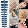 24pcs Detachable Glossy Wearable Fake Nails Solid Color Press Wearable False Nails Women