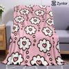 Pink Cloud Heart Polka Dot Cartoon Anime Print Flannel Blanket Soft Warm Throw for Kids Bedroom Sofa Bed Christmas Office Car