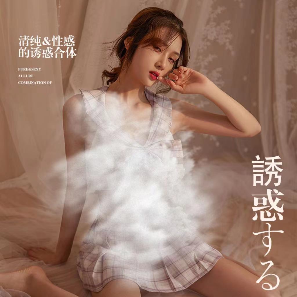 Sexy lingerie sexy plaid jk student clothing summer lace-up hollow schoolgirl uniform