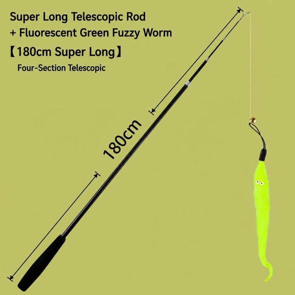 with Detachable Feather Worm Refill Retractable Cat Wand Toy Indoor Cats