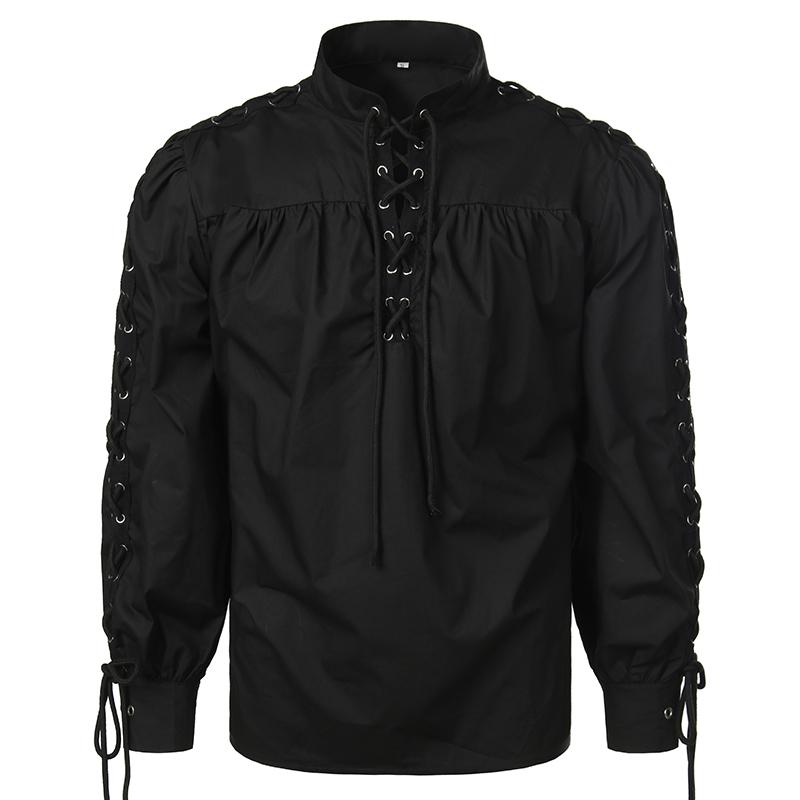 Модная классическая рубашка, средневековая пиратская рубашка, мужская повязка с длинным рукавом, готическая рубашка воина