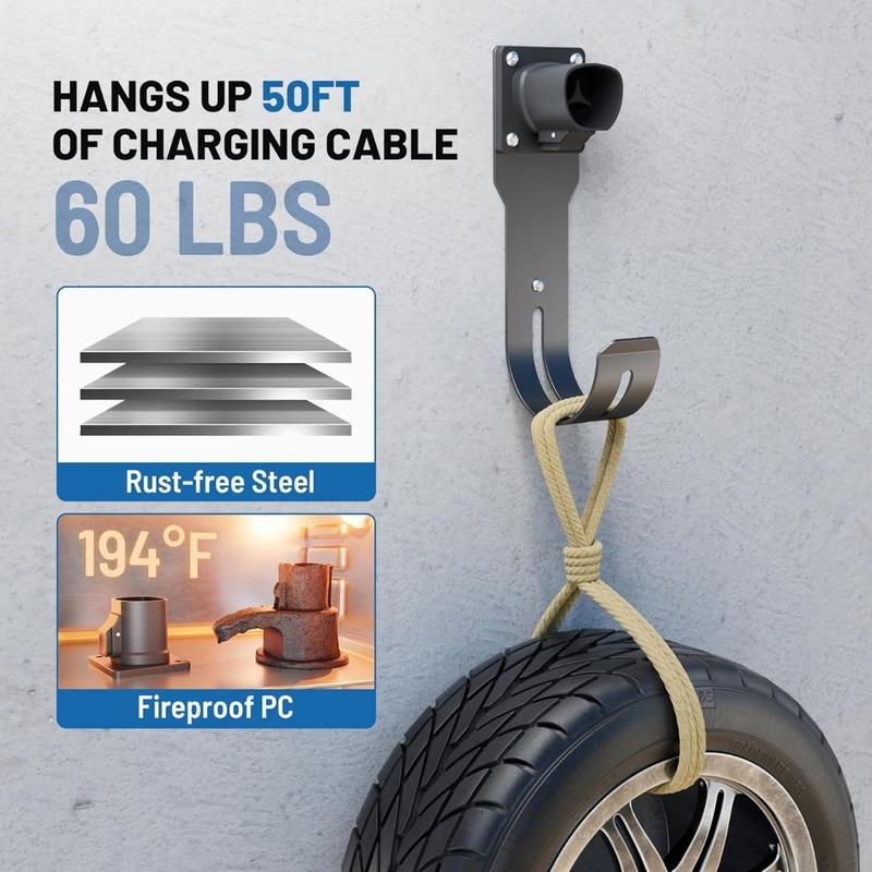 For Tesla Model 3 Y X S EV Charging Cord Hanger Charger Holder Wall Mount Nozzle Holster Dock Mobile Charger Cable Organizer