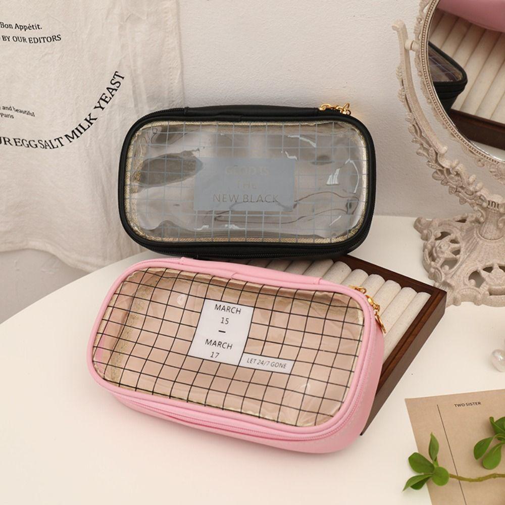 Student Large Capacity Plaid Printed Desktop Storage Bags Stationery Bag Pen Bag Pencil Pouch