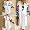 Women's Casual Dress V-Neck Short Sleeves T-Shirt Dress Loose Printing Plaeted Swing Boho Beach Dress
