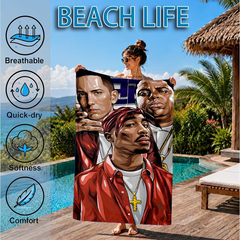 Rap Legend In Blue Beach Towel, Microfiber Beach Towel, Perfect For Pool, Beach, Travel, Home Decor Beach Party Fan gifts