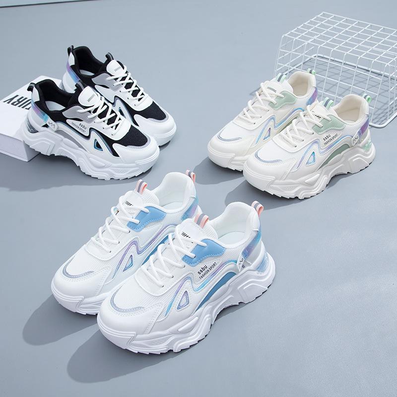 Обувь на платформе, женские кроссовки, осень 2024, новые кроссовки для бега, повседневные дышащие белые кроссовки на танкетке, дизайнерская женская обувь