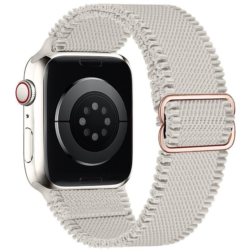 Adjustable Apple Watch Strap with Japanese Buckle - Single Loop Woven Elastic Nylon Compatible with iWatch