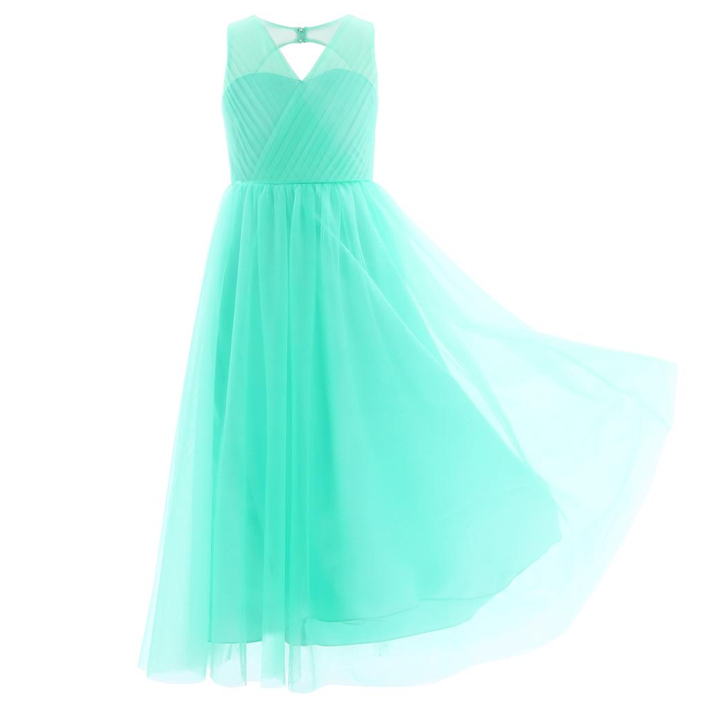 Платье для девочек в сетку с вырезом сзади, платье с цветочным узором для девочек, пышное платье принцессы на свадьбу, подружку невесты, день рождения