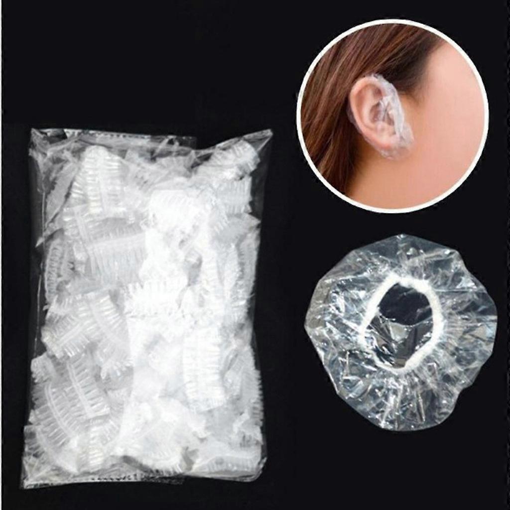 100pcs Disposable Waterproof Ear Cover Bath Shower Salon Ear Protector Cover Caps Dyeing Hair One-off Earmuffs easy to come