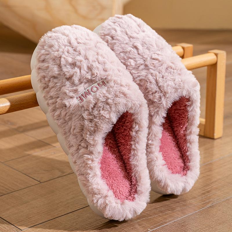 Мультяжная сумка в виде головы медведя с хлопковыми тапочками для женщин на осень и зиму, для дома с плюшевыми теплыми туфлями для ношения на улице, плюшевые сноубутсы для пары