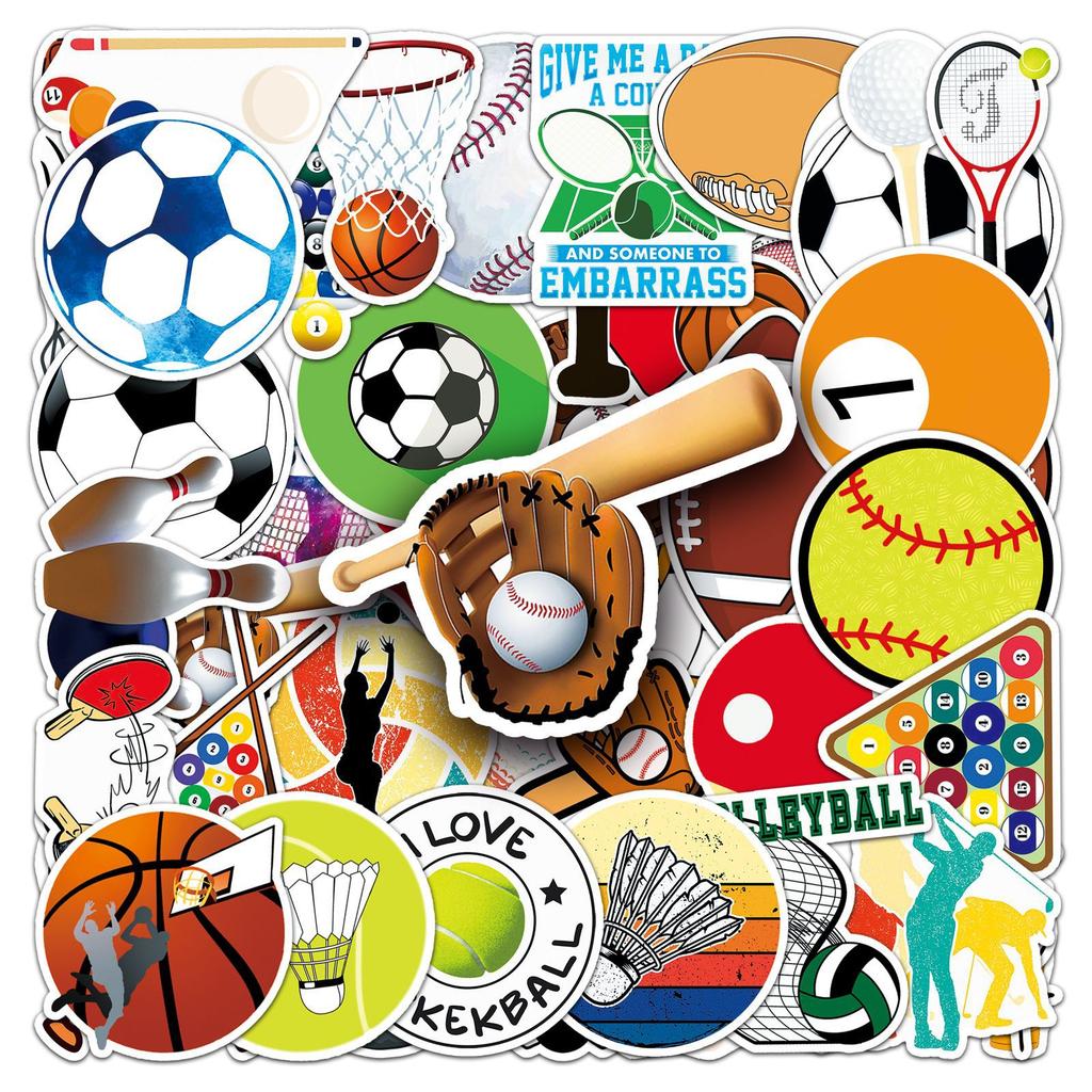 50 Pictures of Mixed Ball Graffiti Sports Football Volleyball Decorative Suitcase Mobile Phone Case Waterproof Stickers