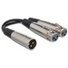 Hosa XLR Y Cable 15cm Female x2 to Male YXF-119