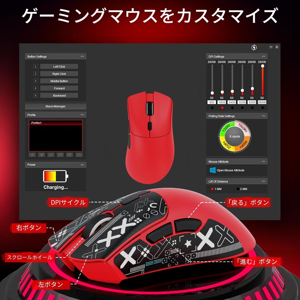 MAMBASNAKE x ATTACK SHARK R1 Игровая Беспроводная PAW3311 Высокая Высокая Низкая 18000 DPI TTC Gaming 200 Часов Непрерывной Эргономичная Совместимая Японская Мышь,