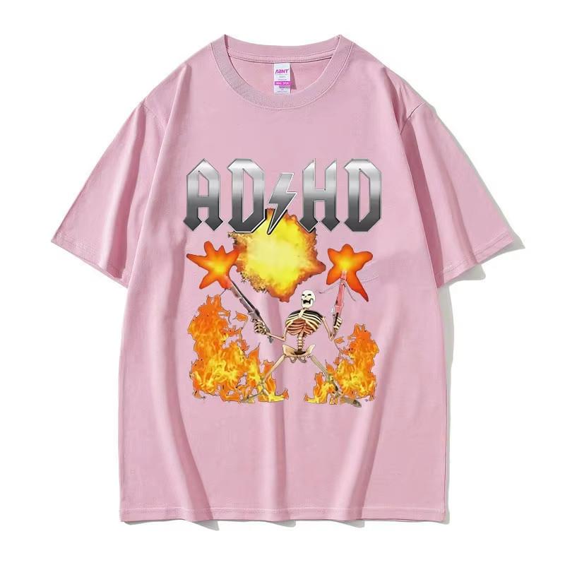 Awareness T Shirt Audhd Funny Overstimulated Meme Short Sleeve TShirts Women Fashion T-shirt Streetwear Aesthetic Clothes Tops