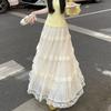 Fairycore весна-лето женская принцесса праздничная юбка с высокой талией белая черная бежевая однотонная юбка многослойная кружевная оборка милая юбка феи