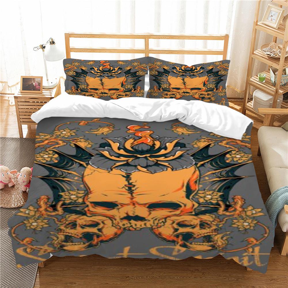 Покрывало на кровать с принтом 3D-черепов, комплект пододеяльников, комплект постельного белья для мальчиков и девочек, односпальный размер, высокое качество