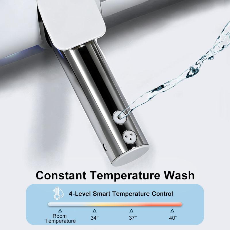 Toilet Seat Auto Lid Opening with Heated Seat Warm Air Dryer Soft Close Toilet Seats Self Cleaning Nozzle Elongated Toilet Lid