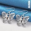 925 Sterling Silver Hollow Butterfly Piercing Earrings Fashionable Wedding Jewelry