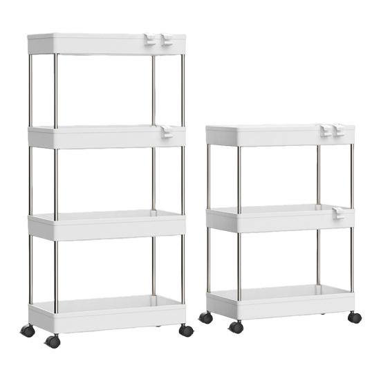 Тележка для хранения, 3-х уровневая мобильная полка-органайзер, большая вместимость, простая установка, регулируемый дизайн, тележка для хранения на колесиках