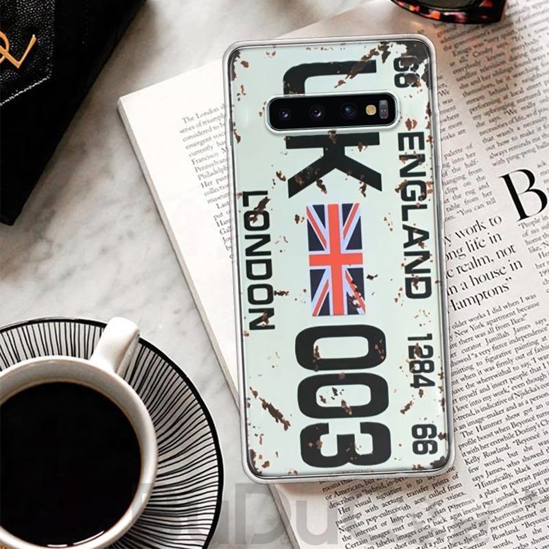 Ретро номерной знак Чехол для телефона Samsung Galaxy M12 M21 M30S M31 M32 M51 M52 Note 20 Ultra 10 Plus 9 8 J4 J6 + J8