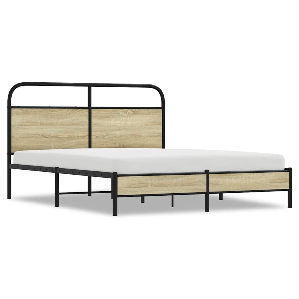 Bed Frame without Mattress 160 x 200 cm Sonoma Oak Wood Based Material