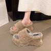 Women Wedges Platform Slippers Fur Shoes Sandals 2025 Designer New Summer High Heels Flip Flops Open Toe Slides Zapatos