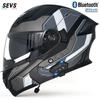 Универсальный мотошлем-флип-ап для всех сезонов с двойным визором и Bluetooth-наушниками для мужчин и женщин