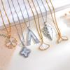 Necklace letter flower micro-inlaid zircon necklace accessories feminine minimalist design sense niche versatile titanium steel accessories