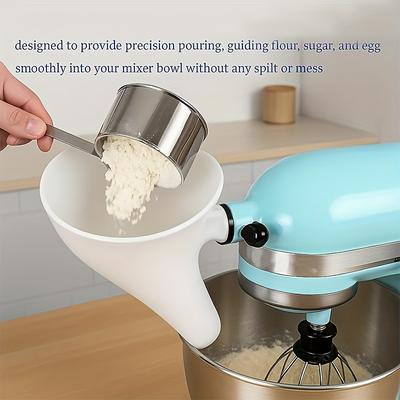 Воронка для муки для миксера Kitchenaid - Прочная пластиковая насадка для стационарного миксера с удобным носиком, предотвращающим проливание, совместимая, безопасная для пищевых продуктов, для яиц, муки