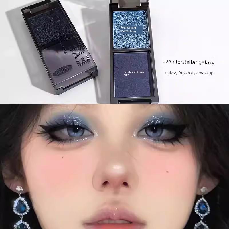 Dark Cool Pink and Black Two-Tone Eyeshadow, Sweet and Cool Matte and Pearlescent Gothic Dark Smoky Lazy Earthy Punk