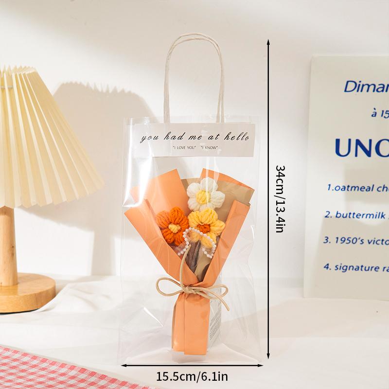 Букет вязаных цветов Выпускной букет 2025 Букет с кавайным мишкой Ручной работы Подарок на выпускной для учителей и студентов