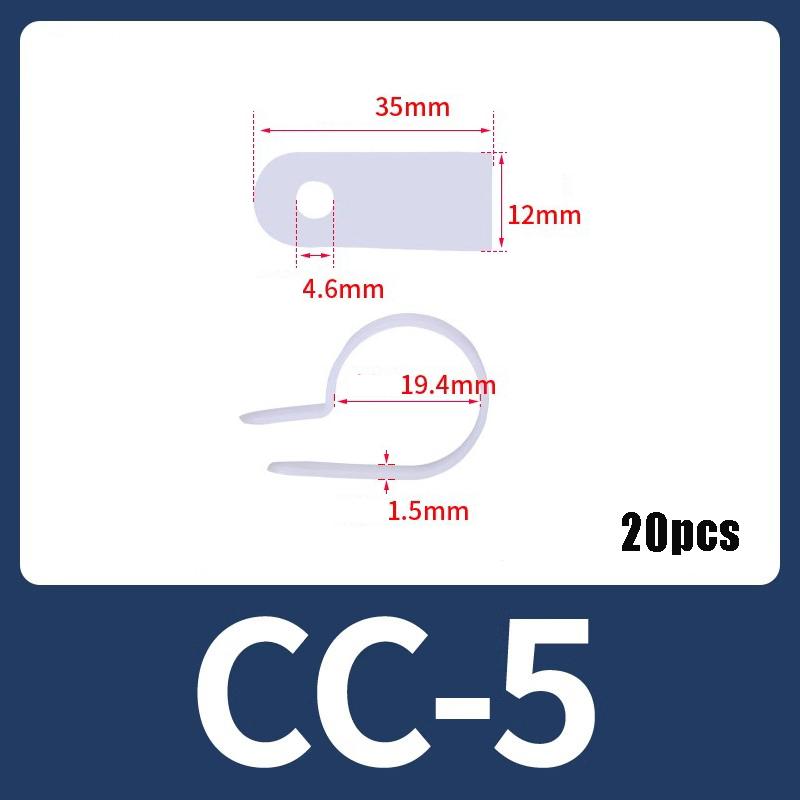 20-50PCS White/Black R-Type Nylon Cable Clamp Plastic P Clips Nylon Fasteners Cable Mounting Fix Hardware Electrical Fittings